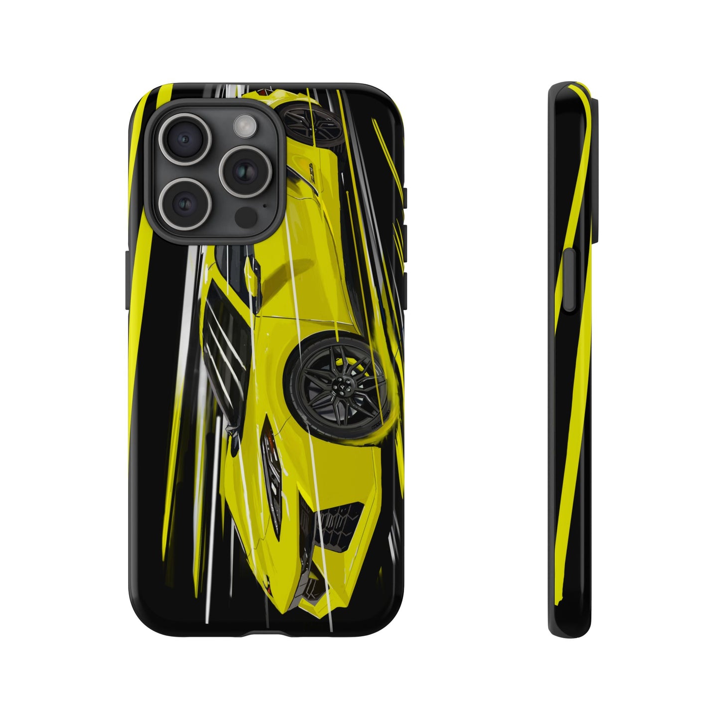 Yellow corvette c8 Case iPhone 16 15 14 13 12 Pro max Samsung Galaxy Pixel Slim