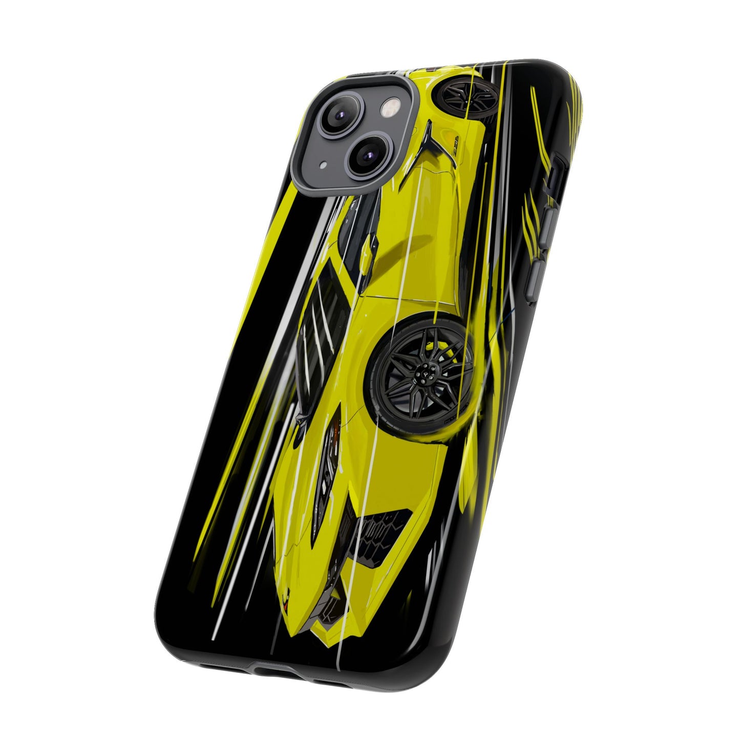 Yellow corvette c8 Case iPhone 16 15 14 13 12 Pro max Samsung Galaxy Pixel Slim