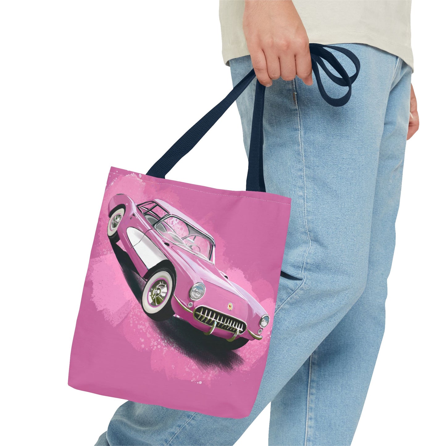 57 pink Corvette Tote Bag shopping Library Carry(AOP) brand new